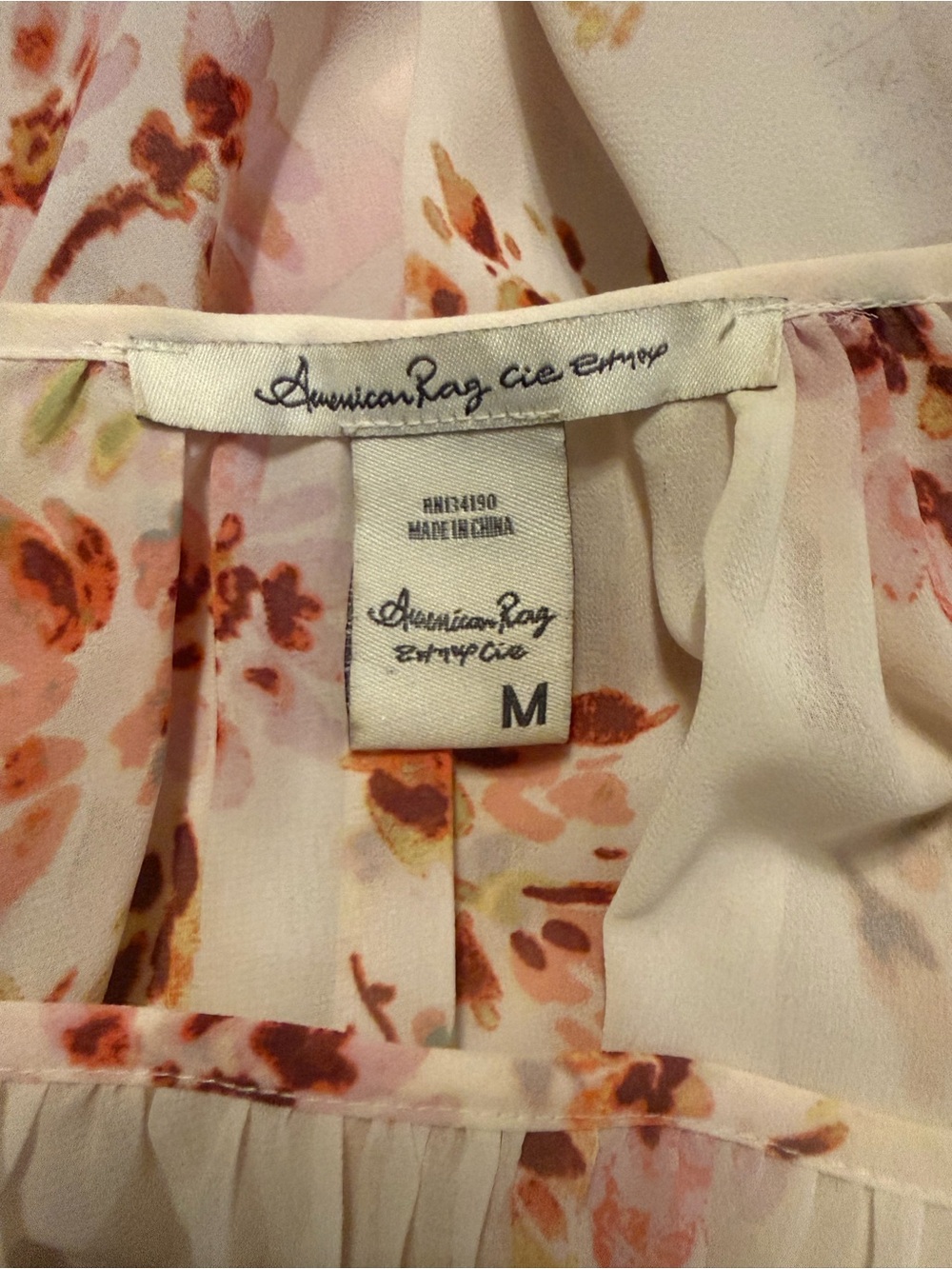 American Rag Cream Floral Tie-Front Boho Blouse - Picture 9 of 10